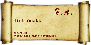 Hirt Anett névjegykártya